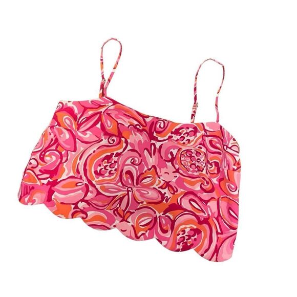 Lilly Pulitzer Ivy Crop Top & Short Set Mango Salsa Pink Orange Rare Size 0 - Picture 3 of 7